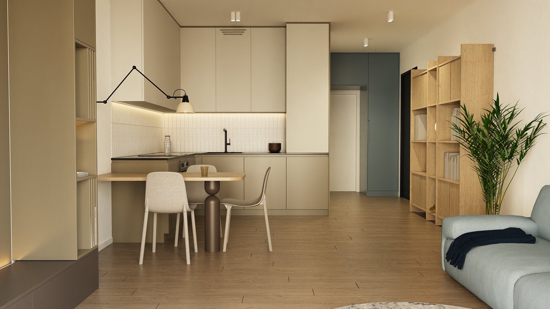 Kuchnia w kolorach brązu i beżu